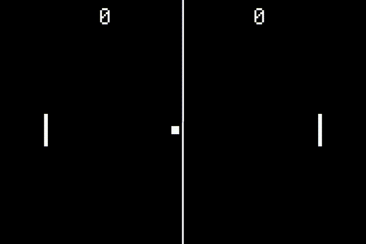 Screen capture of pong with reset delay