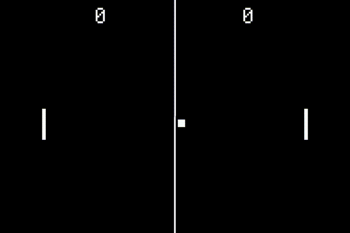Screen capture of pong with ball reset