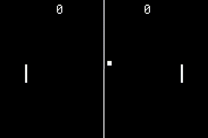 Screen capture of pong with ball reset